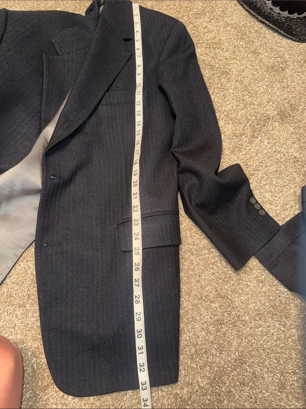 Brooks Brothers Men's Dark Gray with rust Pinstripes Blazer Two-Button 43R